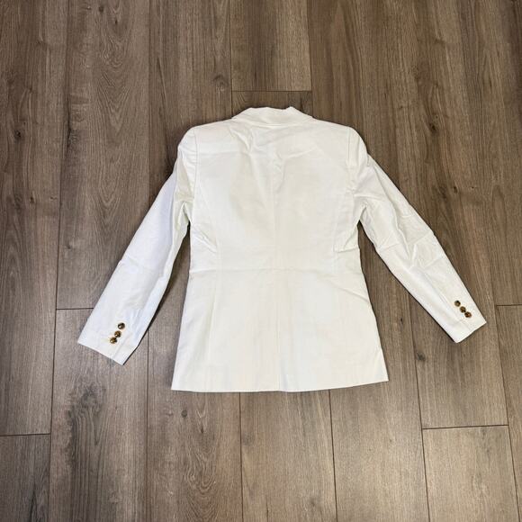 J.Crew Linen-Blend One-Button Blazer WMNS 0 Petite White Lined Long Sleeve Notch - Picture 7 of 9